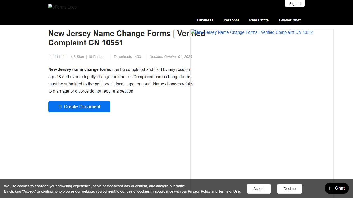 Free New Jersey Name Change Forms - PDF – eForms